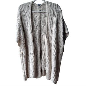 Aerie Oatmeal Poncho Cream Knit Slouchy Oversized Mohair Blend Cardigan